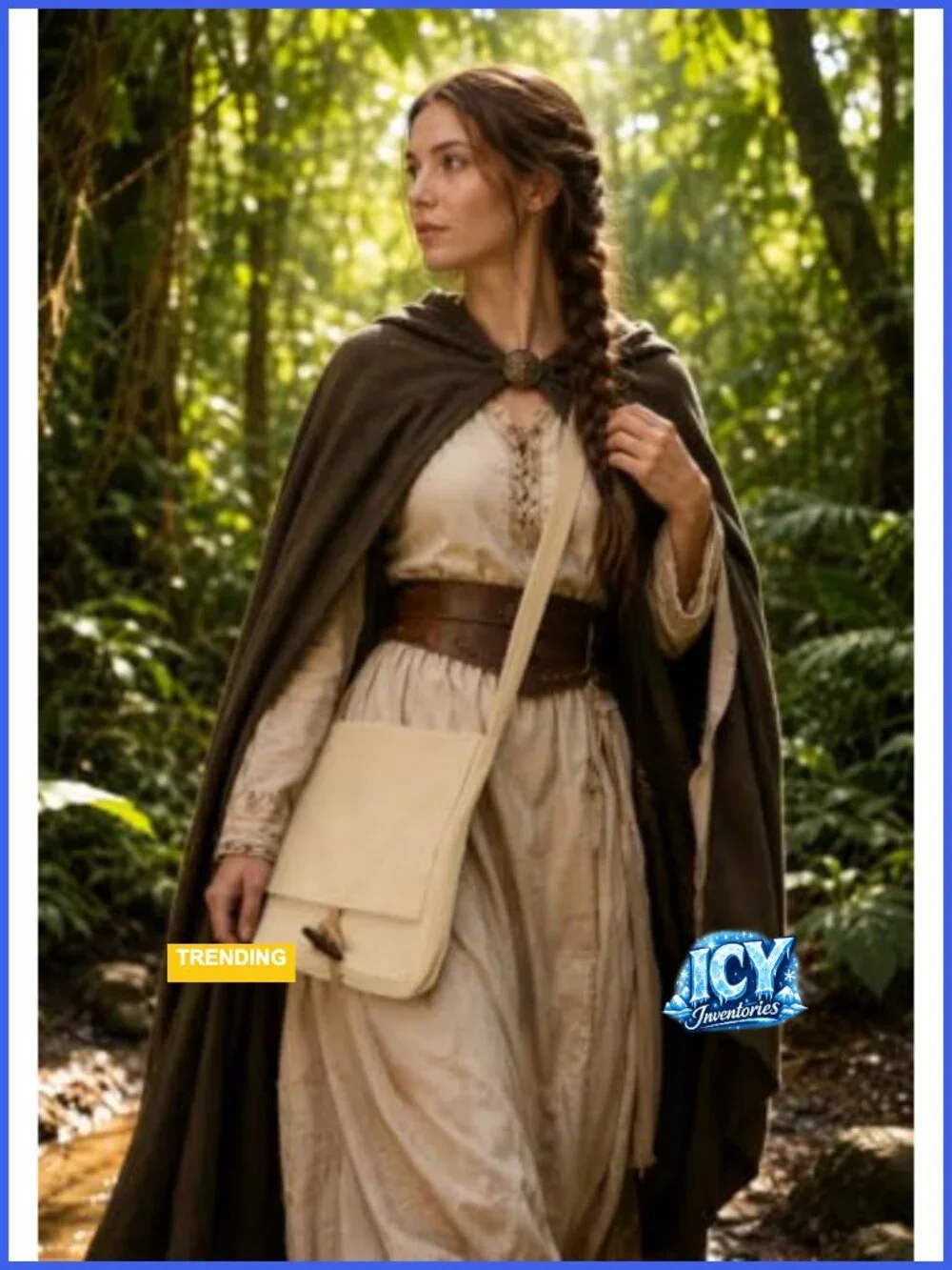 Medieval Canvas Crossbody Satchel for Women Renaissance Fair Shoulder Bag